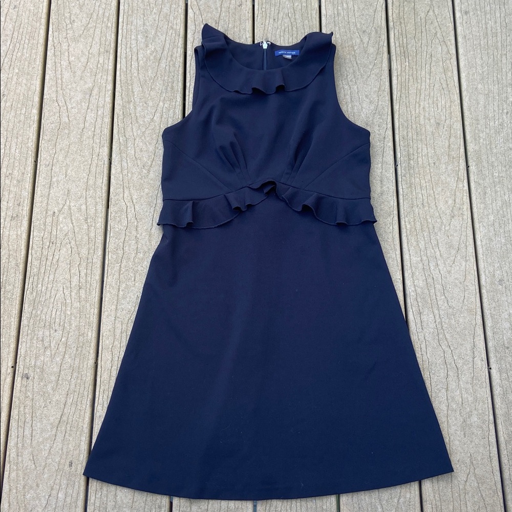 Tommy Hilfiger Zip Sleeveless Black Ruffle Knee Length Dress Women’s Size 10
